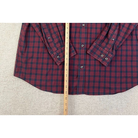 Duluth Trading Co. Wrinklefighter Shirt Mens XL Blue Red Plaid Long Sleeve 92105 - Picture 6 of 8